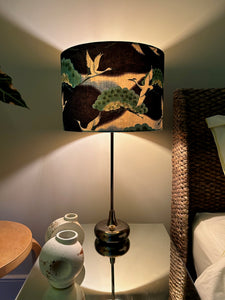 Double-sided ‘Cranes In The Sky - Blue & Green’ Japanese cotton lampshade