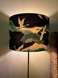 Double-sided ‘Cranes In The Sky - Blue & Green’ Japanese cotton lampshade