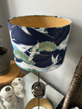 Double-sided ‘Cranes In The Sky - Blue & Green’ Japanese cotton lampshade