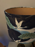 Double-sided ‘Cranes In The Sky - Blue & Green’ Japanese cotton lampshade