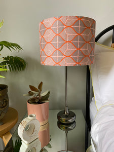 Double-sided ‘Graphic’ grey & orange Ankara fabric lampshade